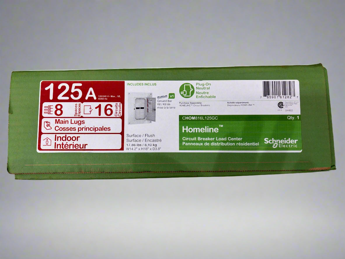 Homeline 8 Circuit Panel 125amp 240v main lugs new